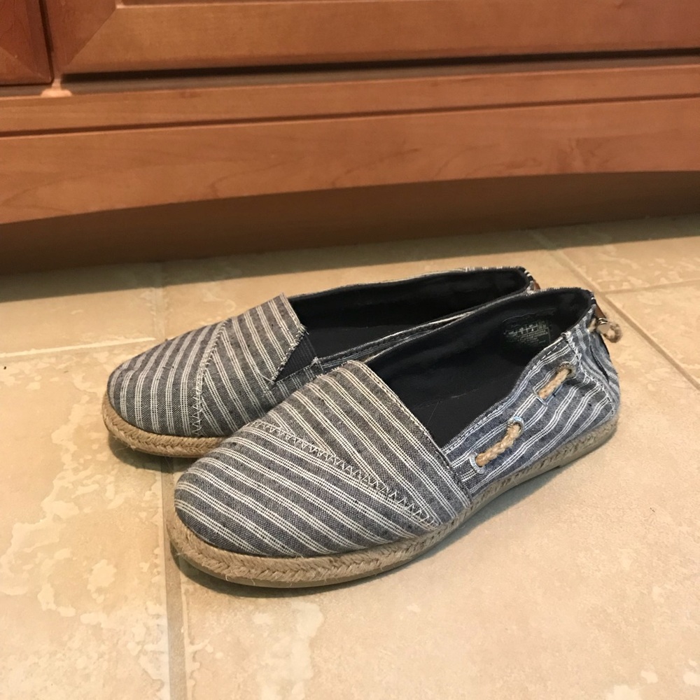 Blue and white espadrilles